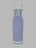Geometric Print Tie-Front Slit Maxi Slip Dress