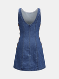 Side Ring Cutout Sleeveless Denim Mini Dress