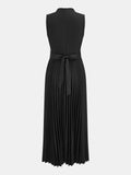 Draped Tie-Back Pleated Maxi Dress