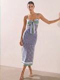 Geometric Print Tie-Front Slit Maxi Slip Dress
