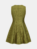 Sleeveless Jacquard Flared Mini Dress