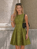 Sleeveless Jacquard Flared Mini Dress