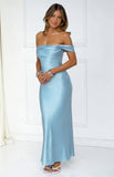 Ella Light Blue Off Shoulder Formal Dress