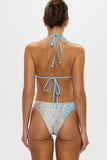 Nick Satin Triangle Bikini Top - Blue Python
