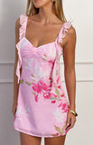 Joyce Pink Floral Chiffon Mini Dress