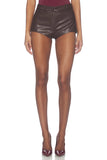 Delaney Faux Leather Micro Short in Chocolate Brown