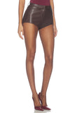 Delaney Faux Leather Micro Short in Chocolate Brown