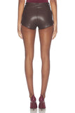 Delaney Faux Leather Micro Short in Chocolate Brown