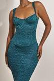 The Cinched Lace Corset in Teal