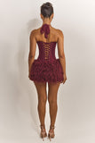 The Zadie Lace Up Corset Top in Wine
