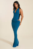 The Ella Halter Neck Corset Top in Atlantic Blue