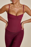 The Everly Lace Up Corset Top in Wine