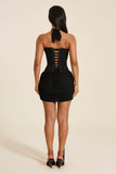 The Zadie Lace Up Corset Top in Black