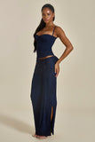 The Lexi Lace Corset Top in Navy Blue