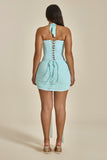 The Zadie Lace Up Corset Top in Baby Blue