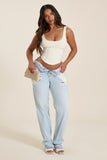 The Sandra Scoop Corset Vest Top in Cream