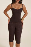 The Everly Lace Up Corset Top in Brown