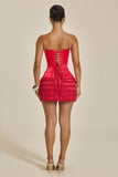 The Sasha Satin Corset Top in Red