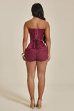 The Sasha Satin Corset Top in Wine