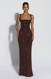 Calanthe Maxi Dress - Plum Brown Sparkle