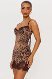 KITTEN Printed Lace Corset Mini Dress