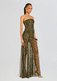 Nicole Silk Chiffon Maxi Dress in Tiger Stripe