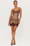 KITTEN Printed Lace Corset Mini Dress