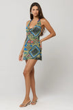 Bruna Cowl Neck Mini Dress in Casino