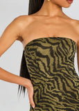 Nicole Silk Chiffon Maxi Dress in Tiger Stripe