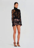 Ysolde Lace Mini Dress in Black