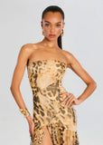 Nicole Silk Chiffon Dress in Vintage Cheetah