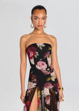 Nicole Silk Chiffon Dress in Noir Rose