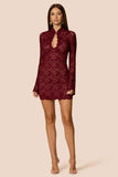 Mystique Long Sleeve Mini Dress in Wine