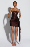 Ebony Mini Dress - Plum Brown