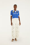 Blue And White Copa Short Sleeve Knit Polo Shirt