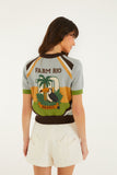 Multicolor Toucan Short Sleeve Knit Top