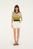 Multicolor Toucan Short Sleeve Knit Top