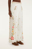 Off-White Flower Embroidery Wide-Leg Pants