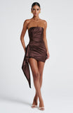 Leoni Mini Dress - Plum Brown