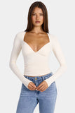 Modal Ruched Long-Sleeve Top in Oat
