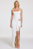 Halterneck Maxi Dress in Pearl