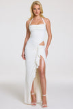 Halterneck Maxi Dress in Pearl