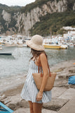 Cole Mini Dress - Blue/Brown Stripe