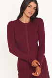 Darlina Long Sleeve Mini Dress - Burgundy