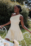 Elaria Off Shoulder Mini Dress - Butter Yellow