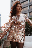 Electra Long Sleeve Mini Dress - Gold