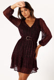 Glimmer Long Sleeve Mini Dress - Pink