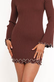Jovan Long Sleeve Mini Dress - Mocha/Beige