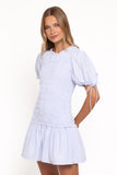 Kaelyn Gather Mini Dress - Blue Gingham