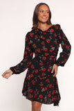 Mariska Long Sleeve Mini Dress - Rose Print